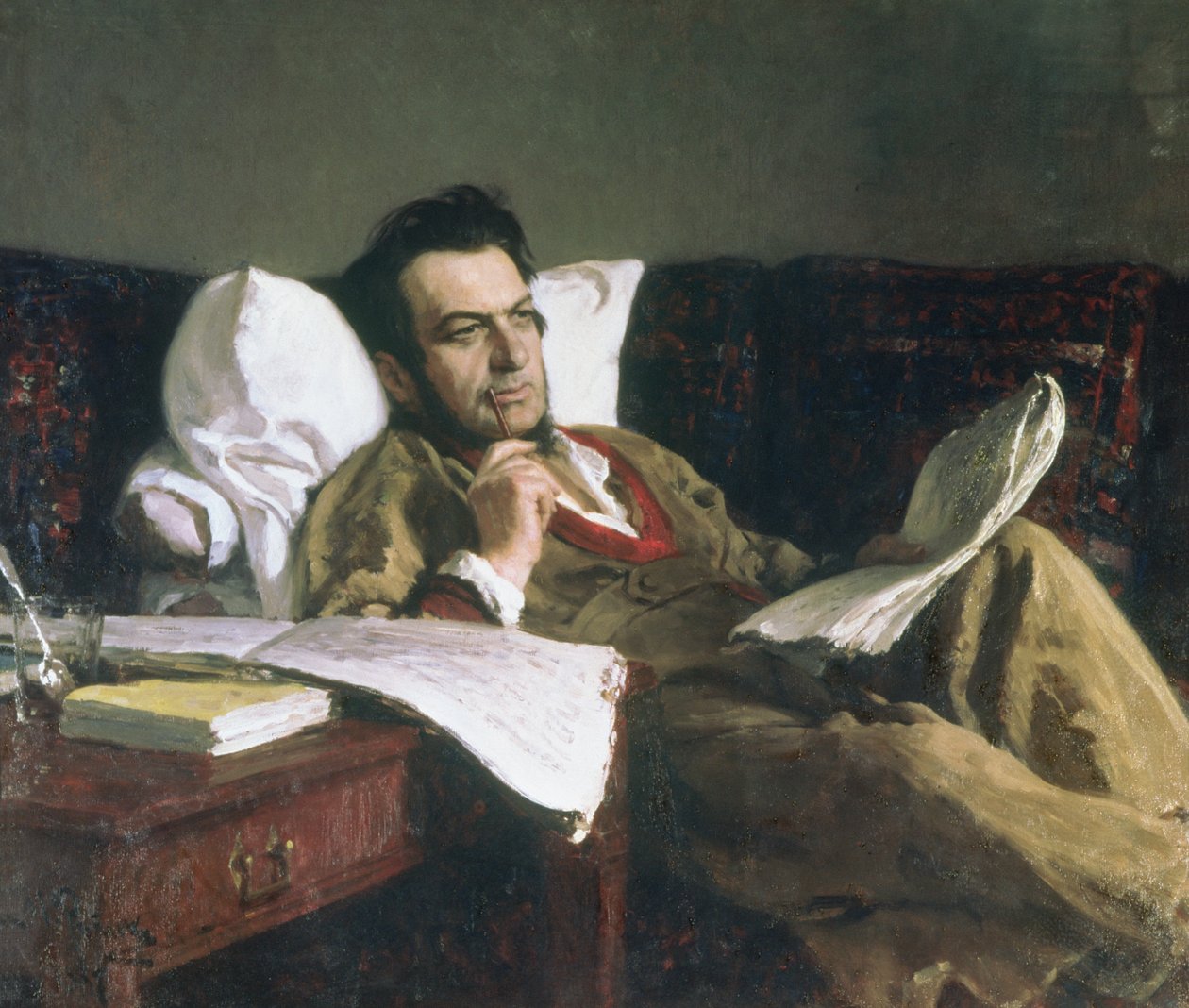 Retrato de Mijaíl Glinka en el momento de componer la ópera 