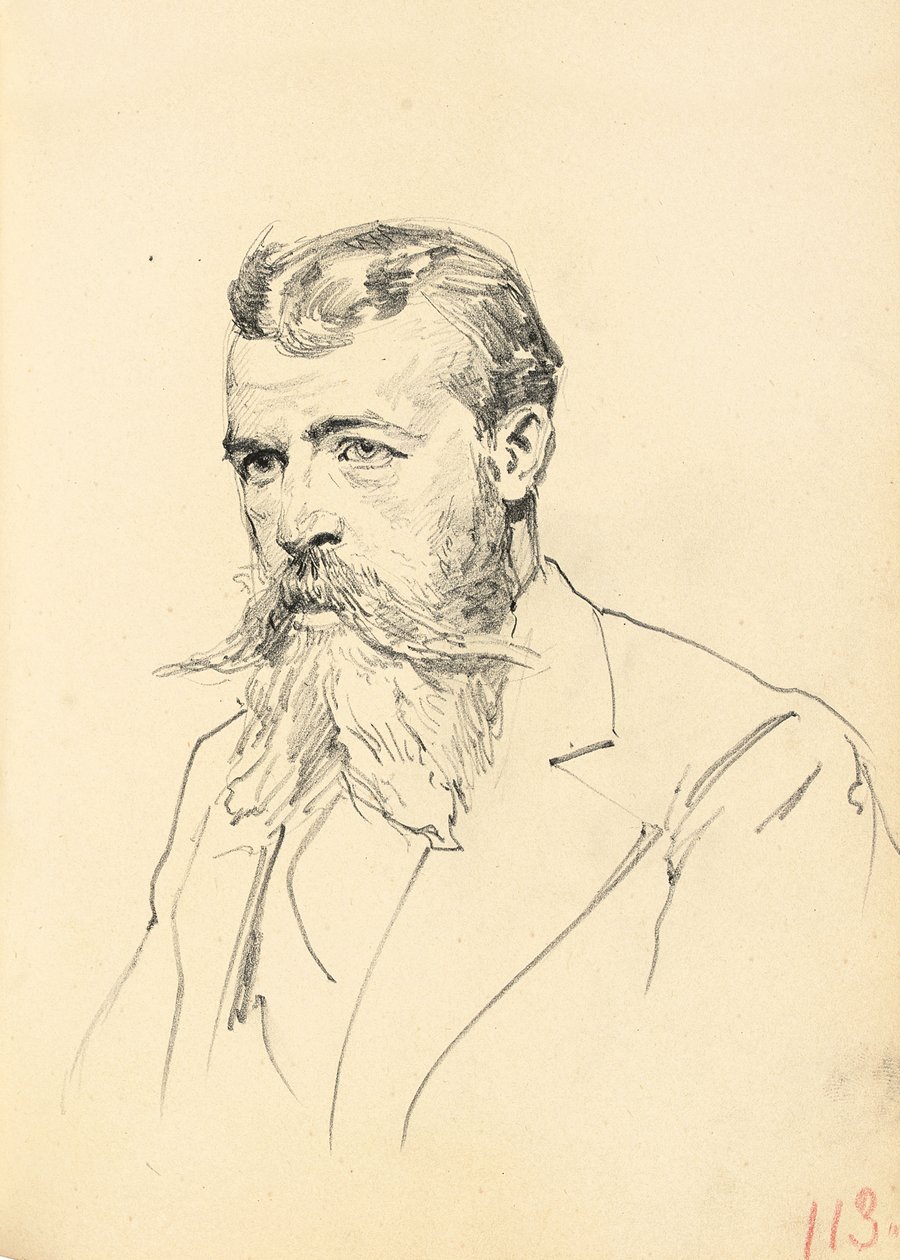 Retrato de un hombre con bigote y barba, c. 1872-1875 de Ilya Efimovich Repin
