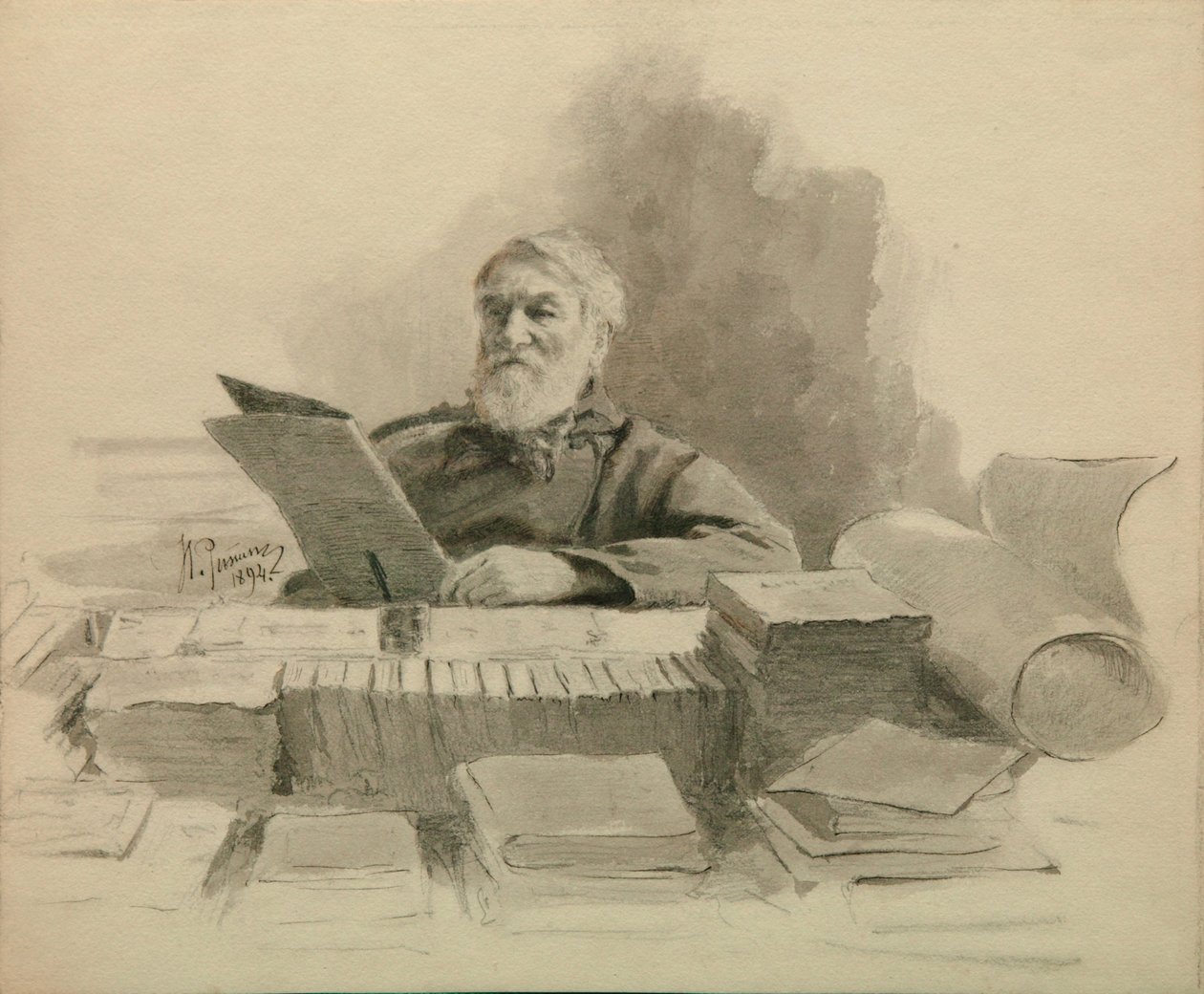 Retrato del autor Dmitry Grigorovich 1822-1899, 1894 de Ilya Efimovich Repin