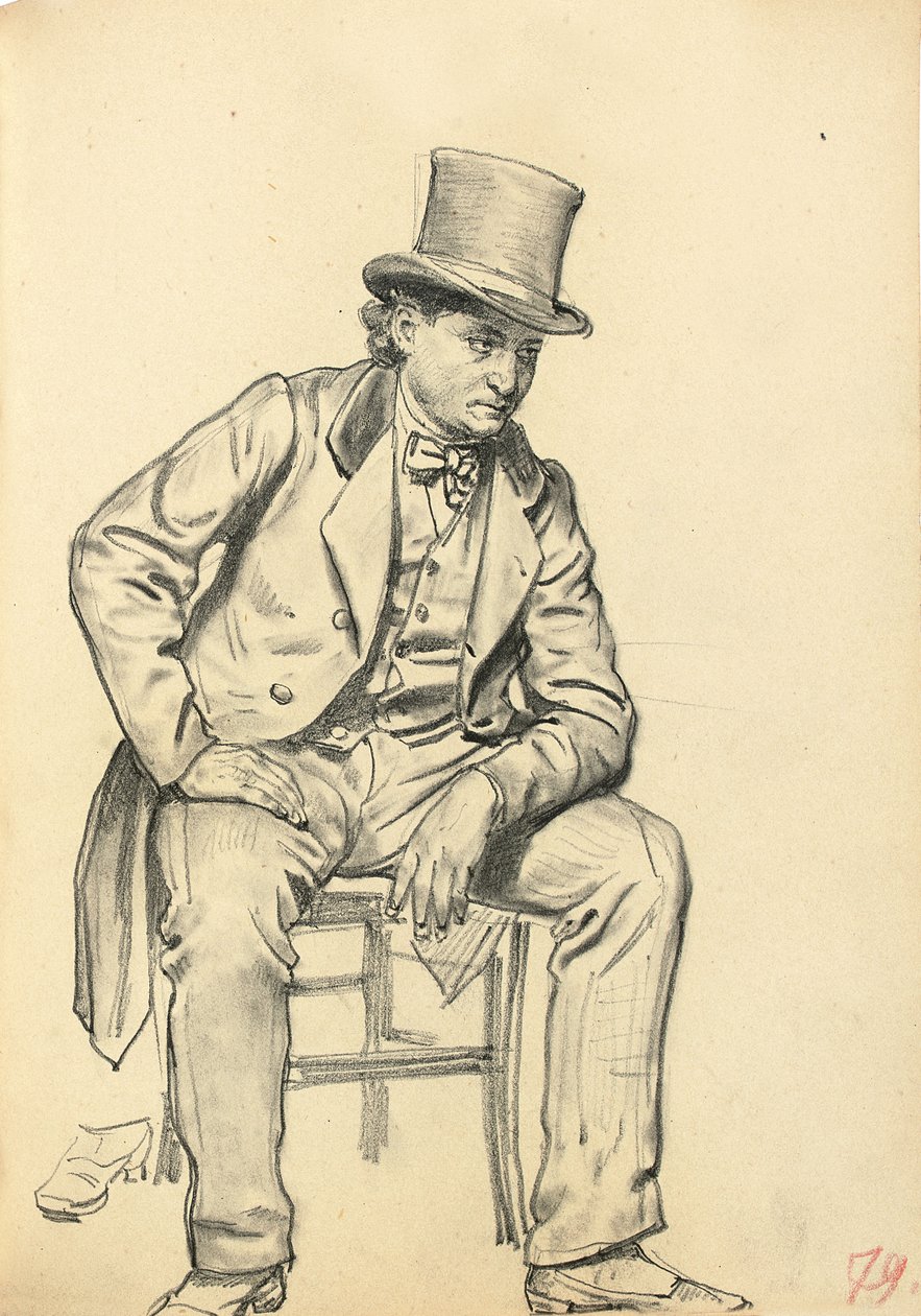 Hombre sentado, brazo apoyado en su pierna de Ilya Efimovich Repin