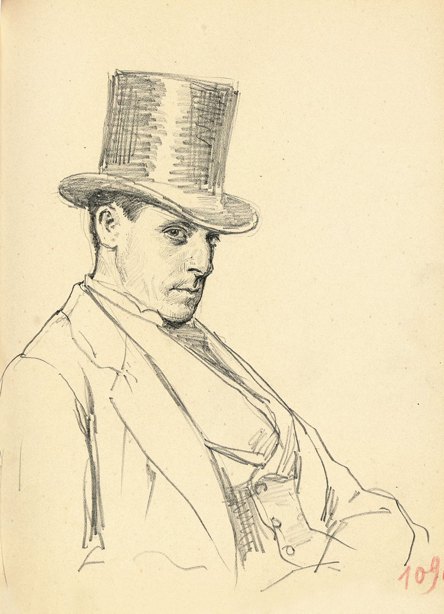 Hombre sentado con sombrero de copa de Ilya Efimovich Repin