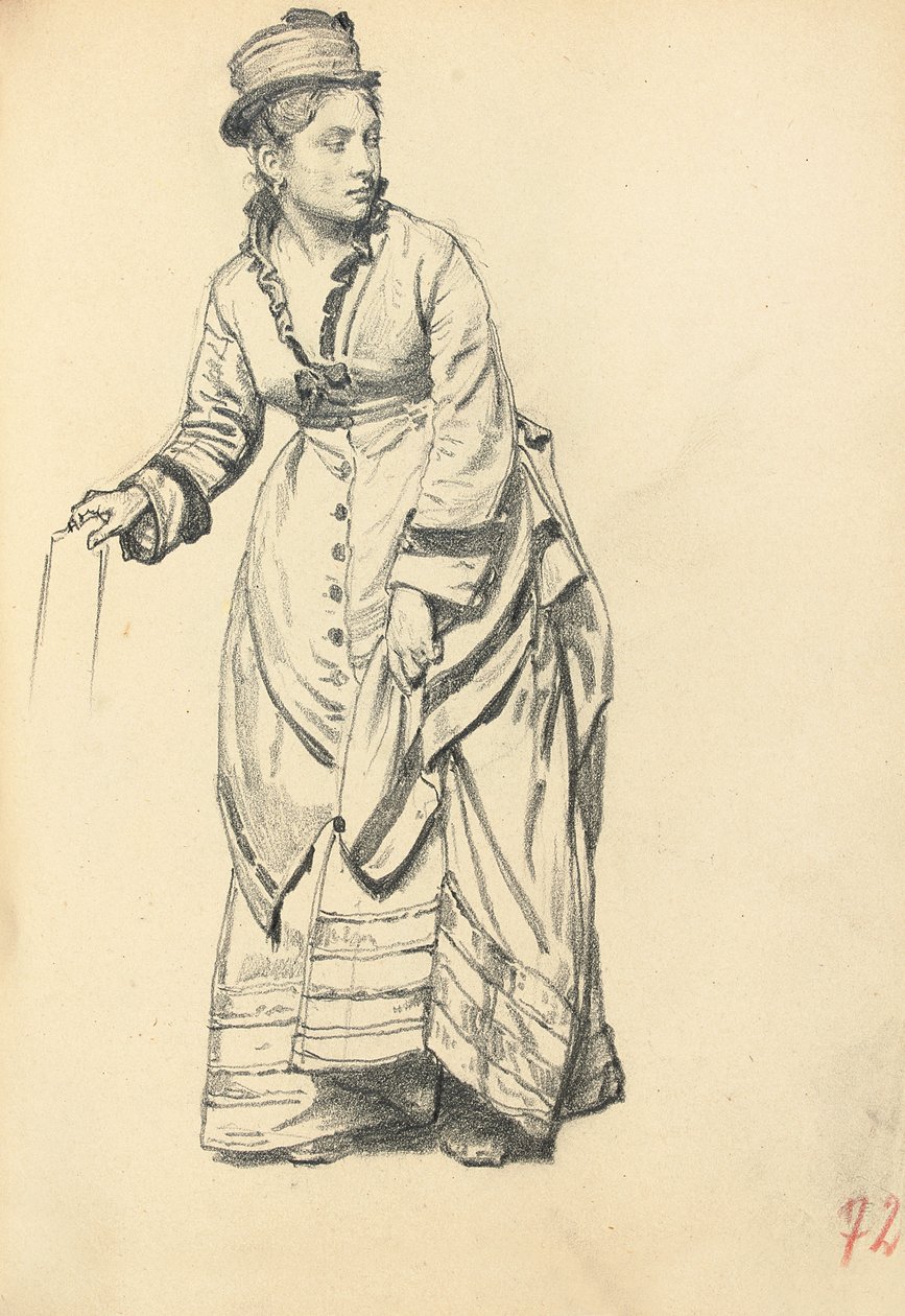 Mujer de Pie Sosteniendo su Vestido, c. 1872-1875 de Ilya Efimovich Repin