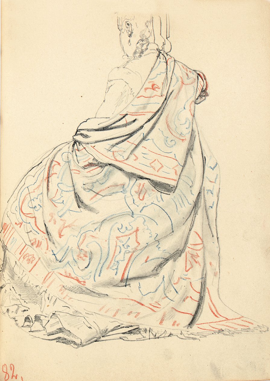 Estudio para "Un café parisino": Vestido de una mujer sentada desde atrás, c. 1872-1875 de Ilya Efimovich Repin