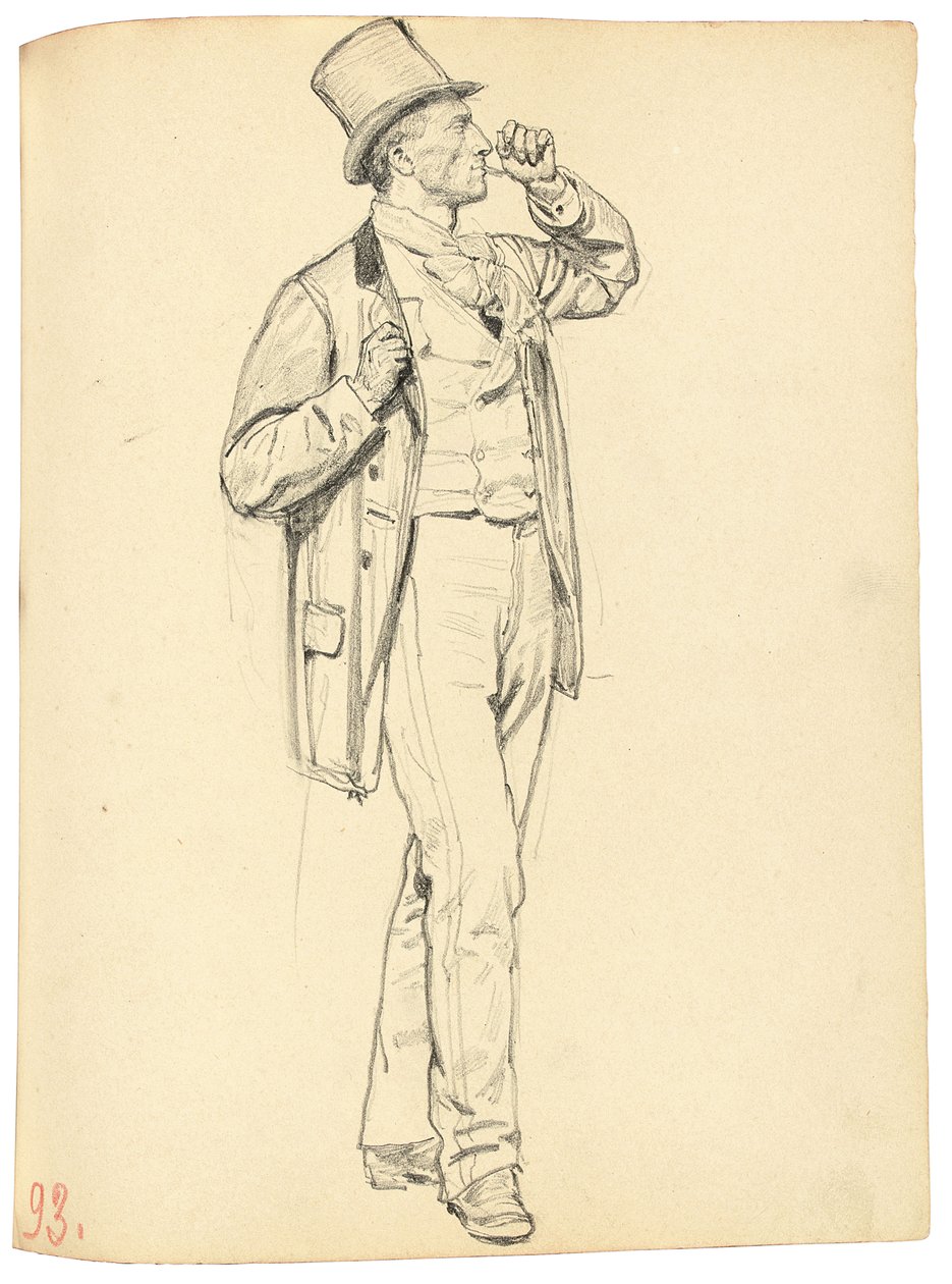 Estudio para "Un Café Parisino": Hombre de Pie con el Brazo Levantado, c. 1872-1875 de Ilya Efimovich Repin