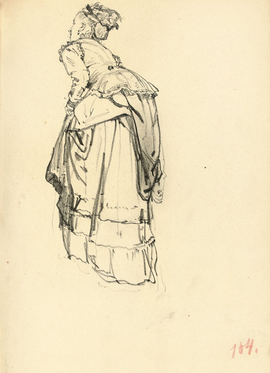 Mujer con vestido desde atrás, c. 1872-1875 de Ilya Efimovich Repin