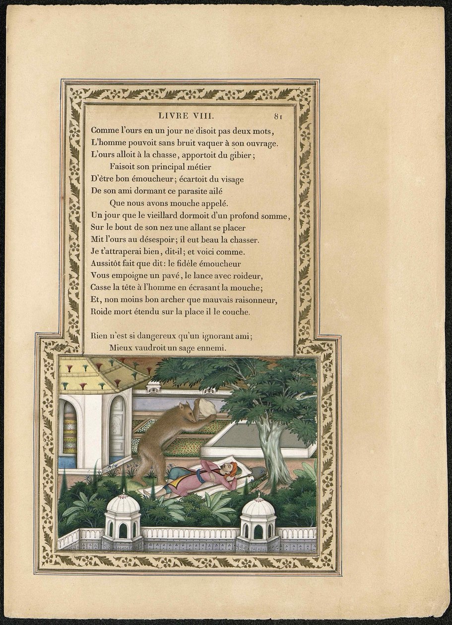 El Oso y el Jardinero, 1837-1839 de Imam Bakhsh Lahori