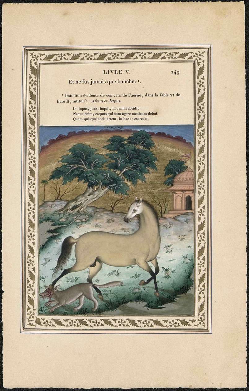 Le cheval et le loup, 1837-1839 de Imam Bakhsh Lahori