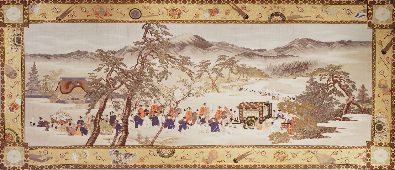 Procesión festiva, c.1890-93 (seda con hilos metálicos) de Imao & Yugyo Morizumi (1856 1928) Keinen