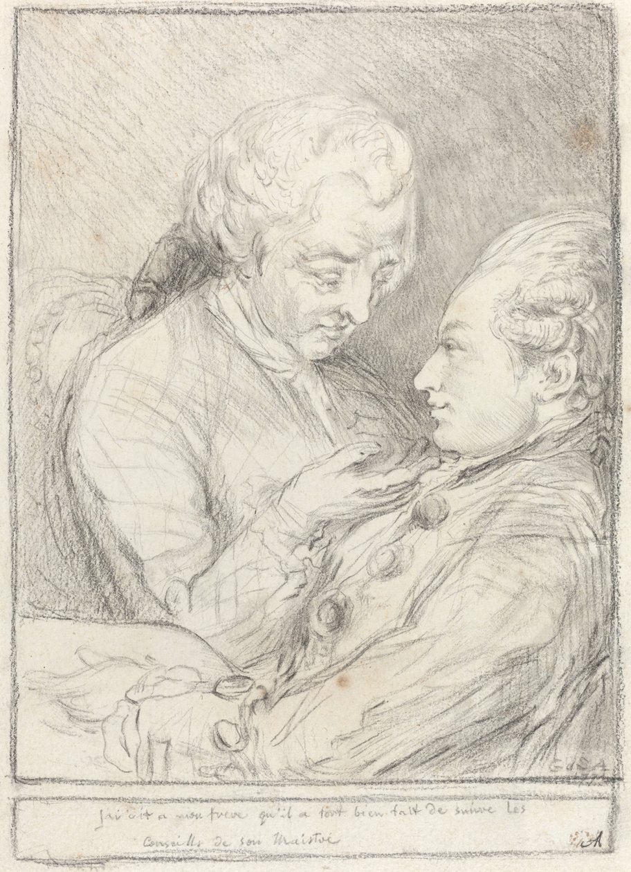 Retrato del artista con su hermano menor, Augustin Saint-Aubin de Imitator of Gabriel Jacques de Saint Aubin