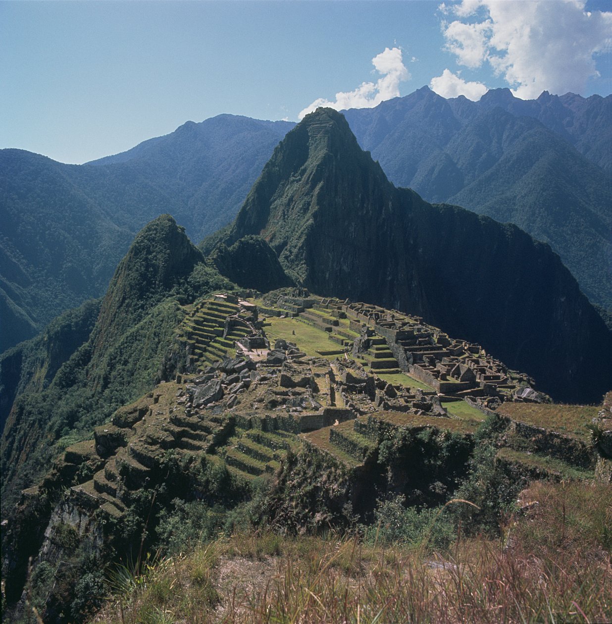 Vista de la ciudadela en Machu Picchu de Incan