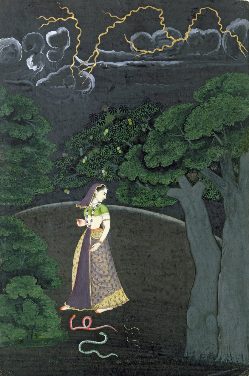 Una dama camino a una cita, Guler, c.1760 de Indian School
