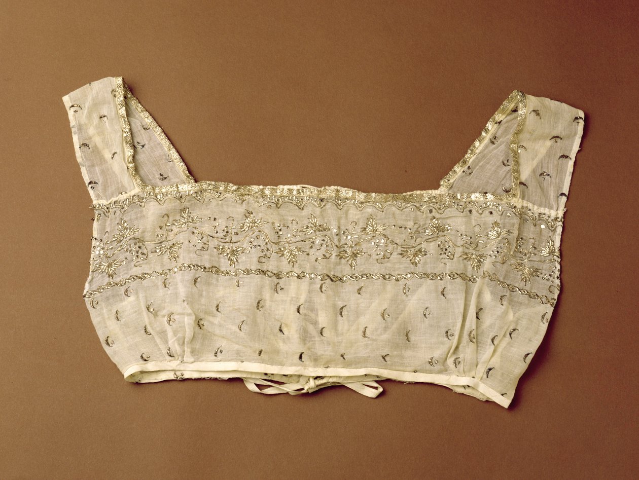 Corpiño, bordado con hilo de plata aplanado, c.1805-10 de Indian School