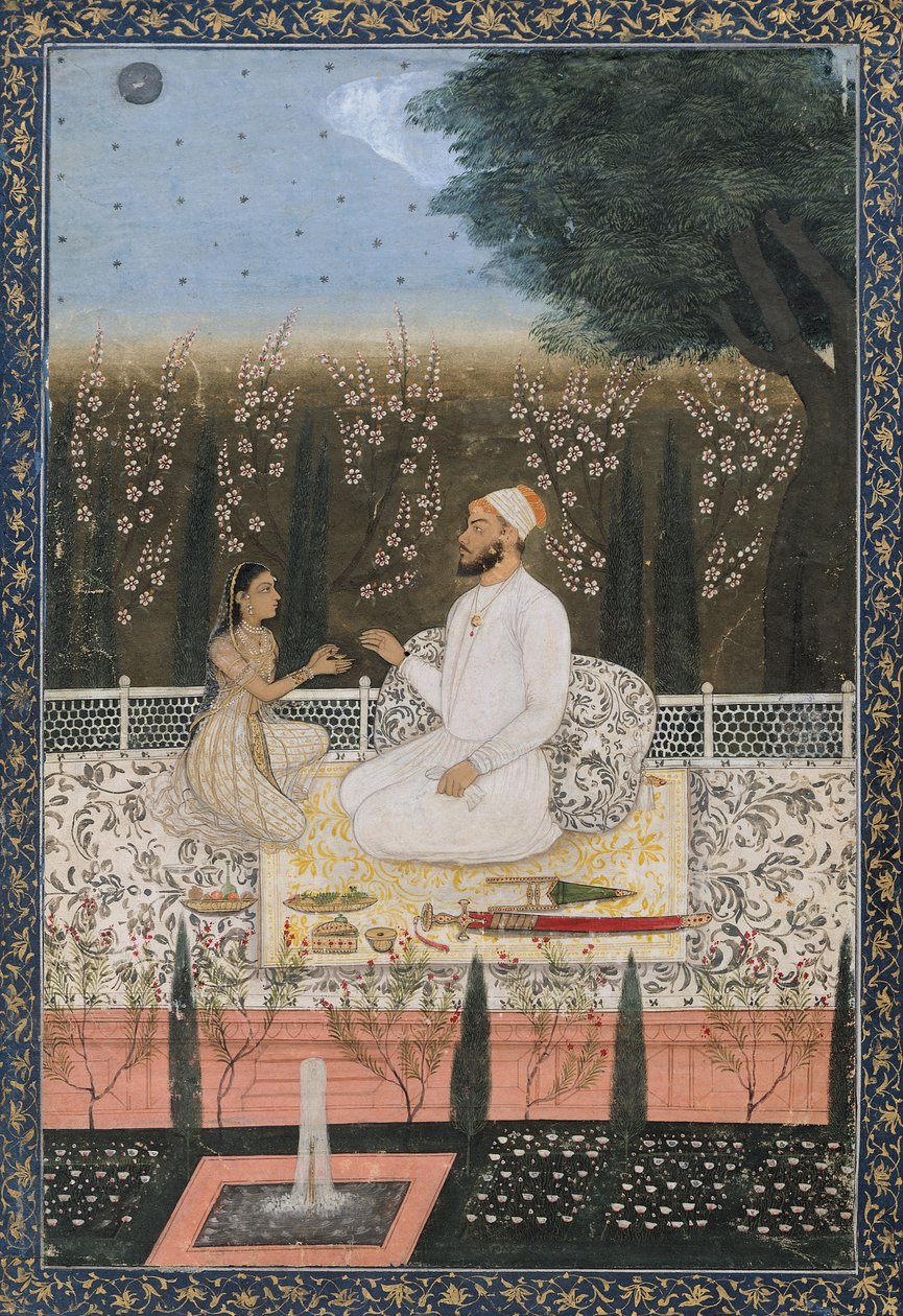 Pareja en una Terraza en un Jardín de Indian School