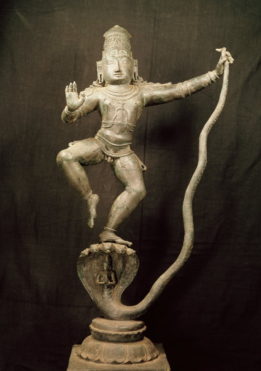 Kaliya Krishna (bronce) de Indian School