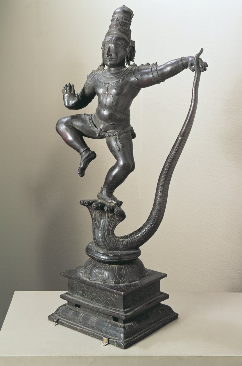 Krishna como un niño sometiendo a la serpiente Kalilya, Madrás, siglos XVI-XVII de Indian School