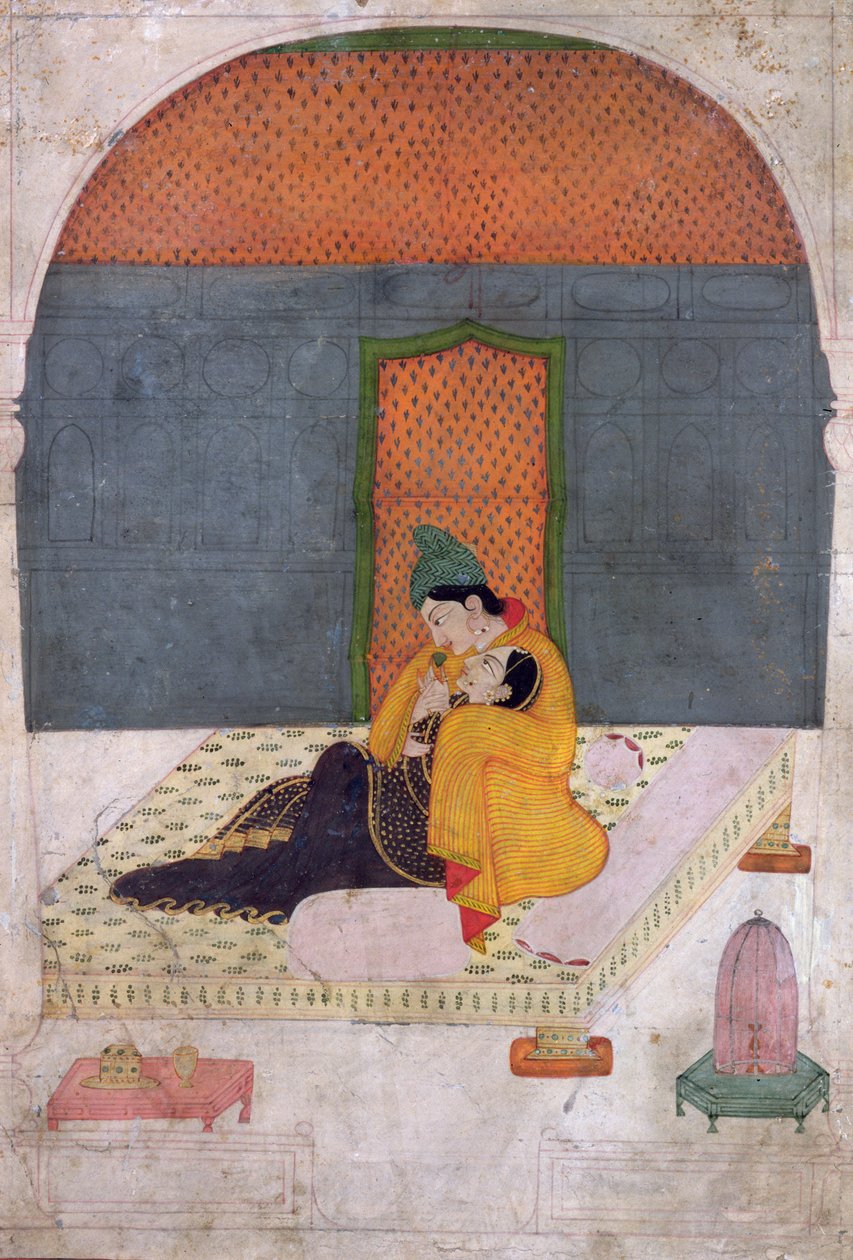 Amantes en una terraza, Garhwal, c.1780-1800 de Indian School