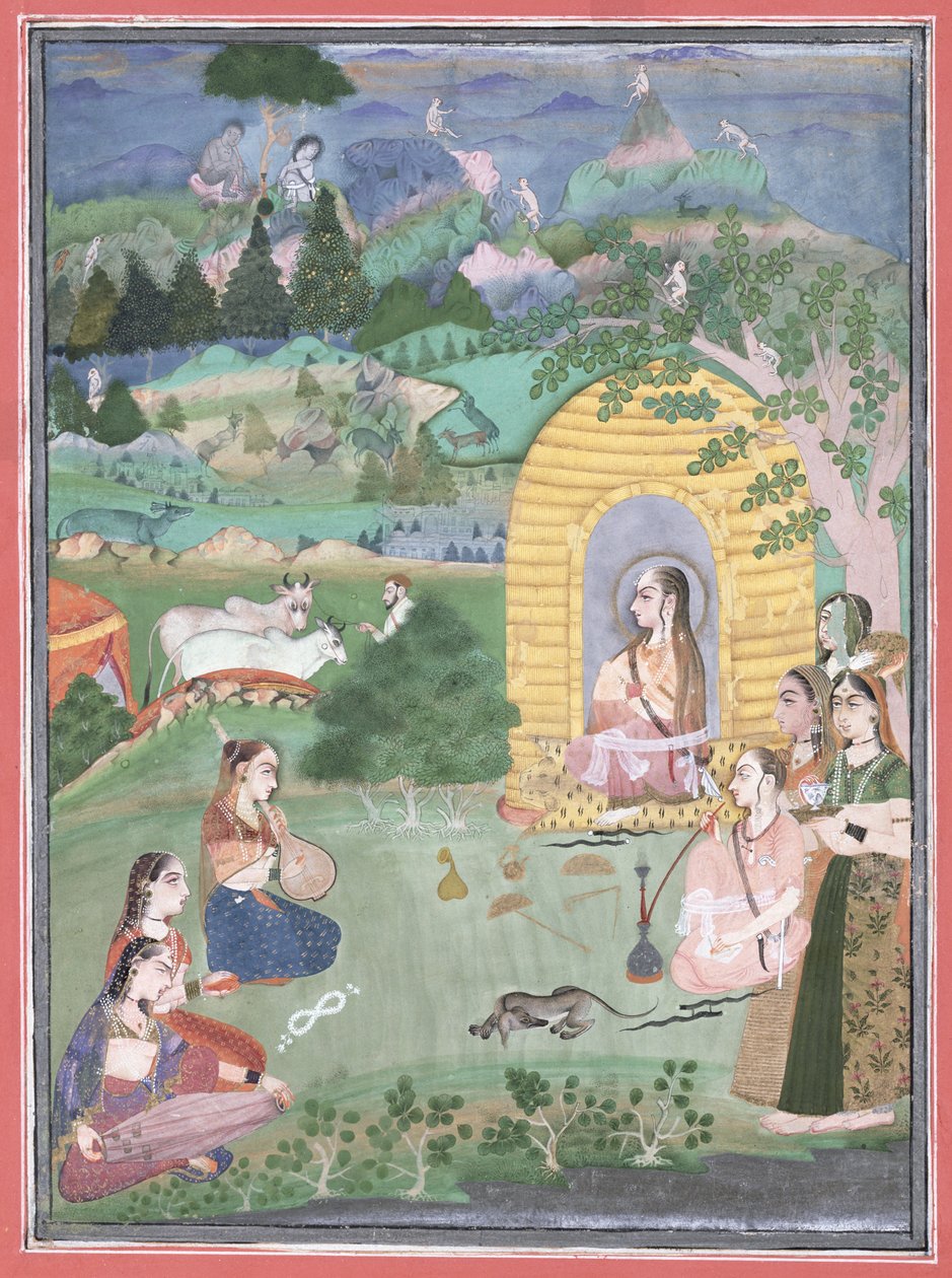 Pintura en miniatura de una yogini en un paisaje, Bikaner, 1680 de Indian School