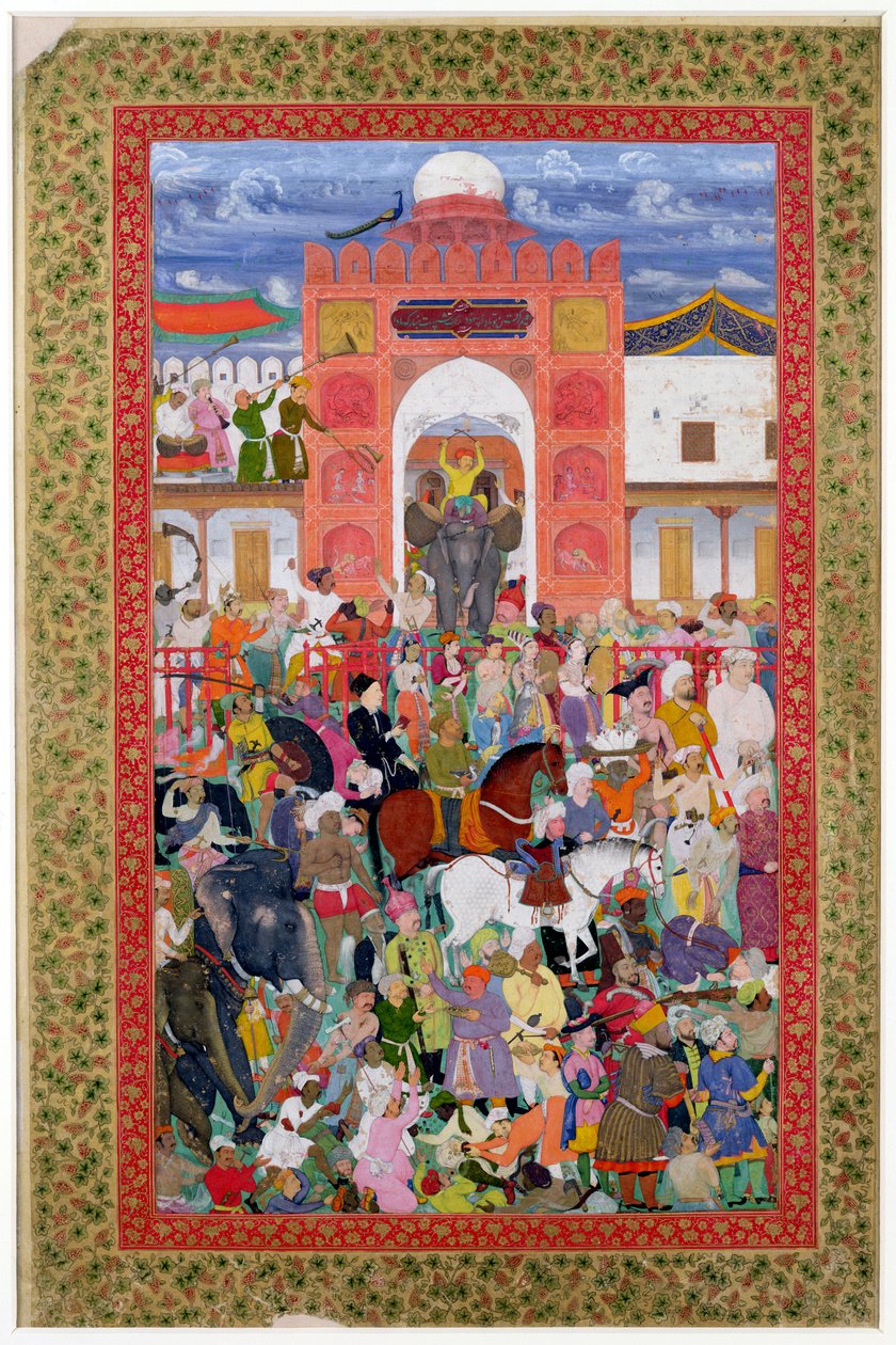 Ms E-14 fol.21a Festejos con motivo de la coronación del emperador Djahangir (1569-1627) 1605 de Indian School