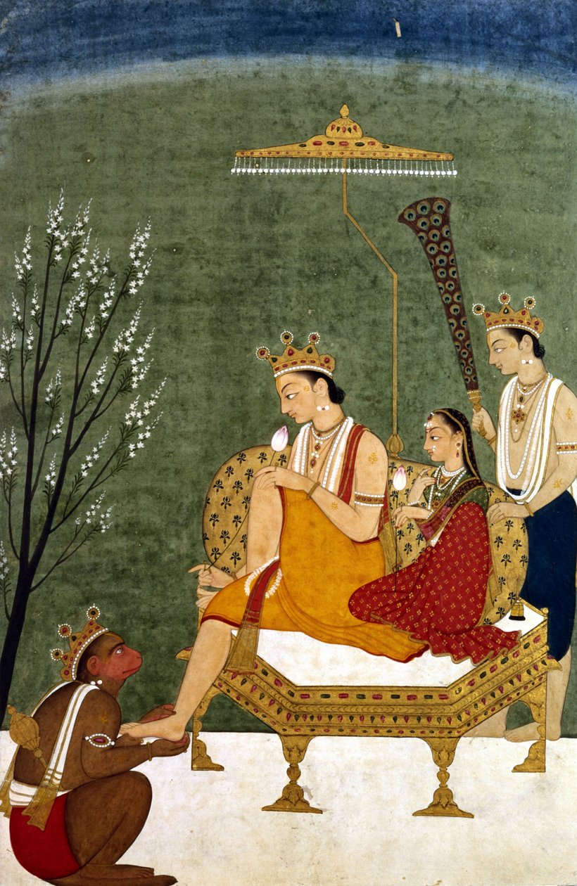 Séptima encarnación de Vishnu como Rama-Chandra: Rama y Sita reunidos de Indian School
