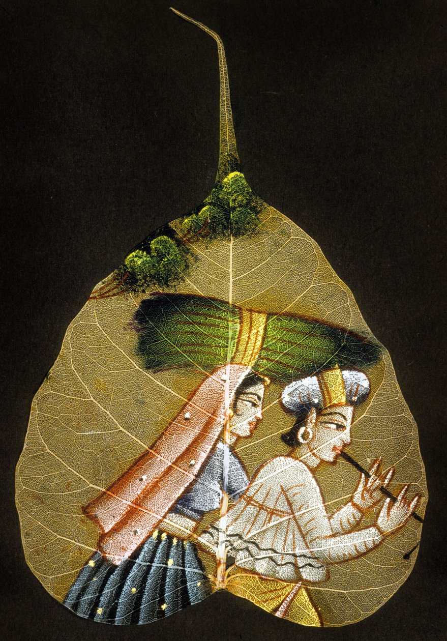 Pintura en una hoja seca de Indian School