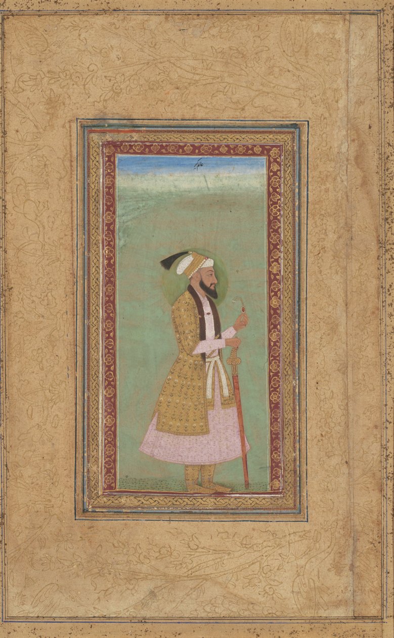 Retrato de un Príncipe con un Rubí de Indian 18th Century