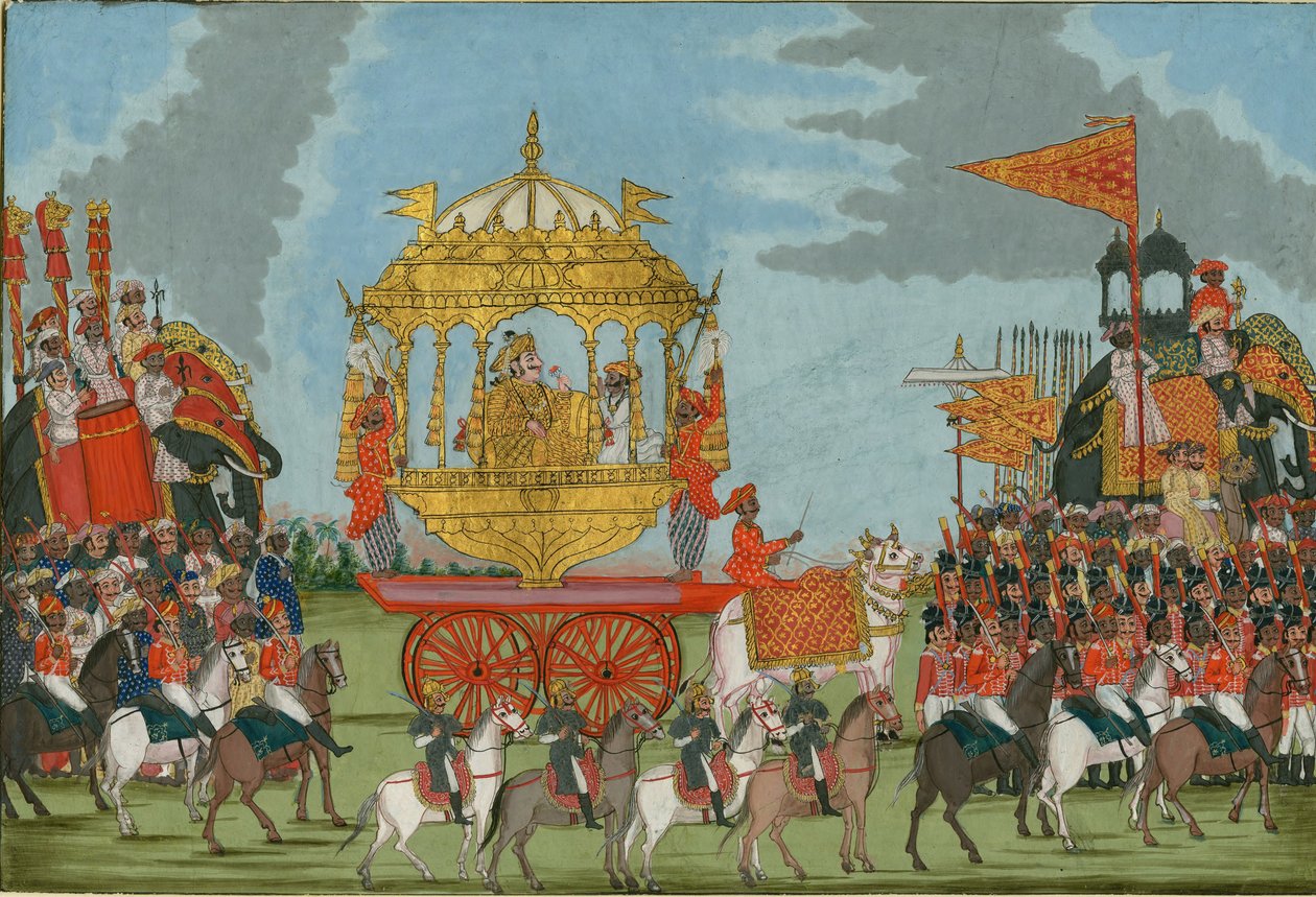 Raja de Tanjore Montando un Elefante hacia una ceremonia de matrimonio, c. 1780 de Indian Art