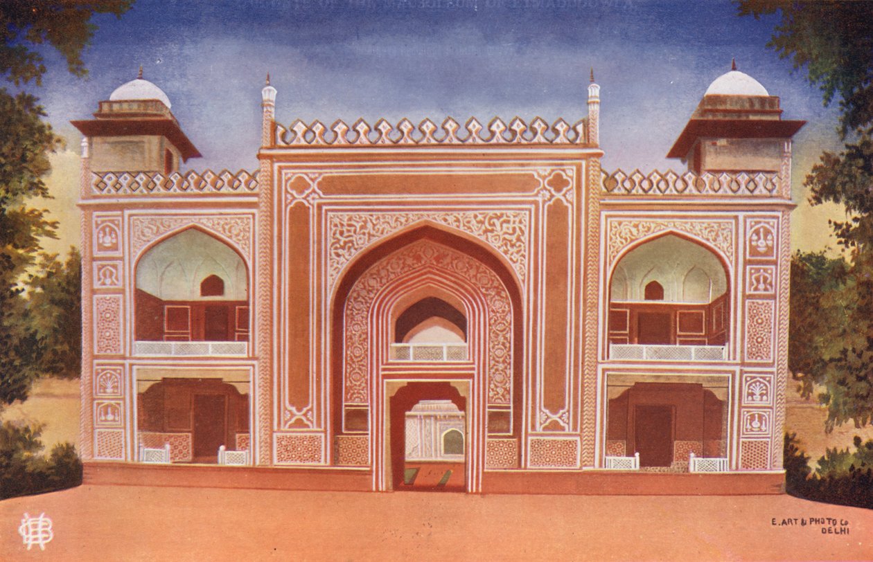 Agra: La puerta del mausoleo de Etmadudowla (foto en color) de Indian photographer