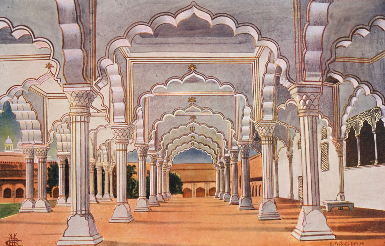 El Diwan-I-Am y el Trono Interno, en el Fuerte de Agra (foto en color) de Indian photographer