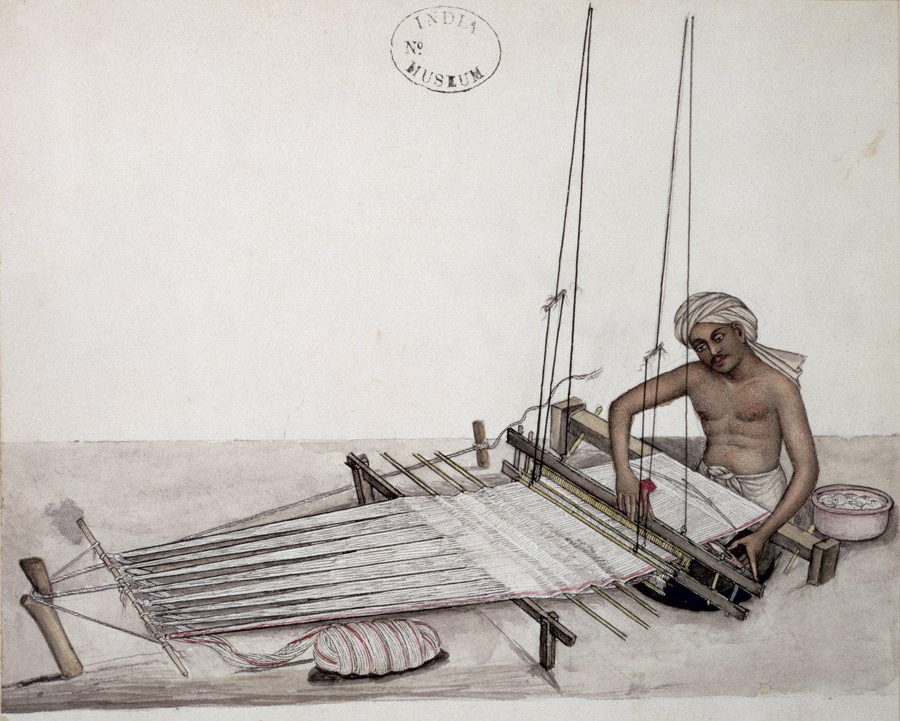 AS10 Vol.52 f5 4904 cat.201 i-iv Weaver en un telar, Bombay, c.1873 (acuarela sobre papel) de Indian School