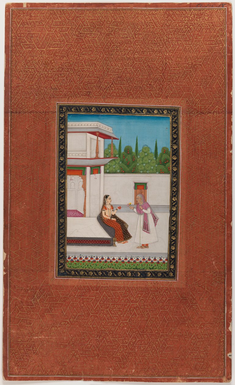 Una dama y su sirviente anciano, 1875-1900 de Indian School