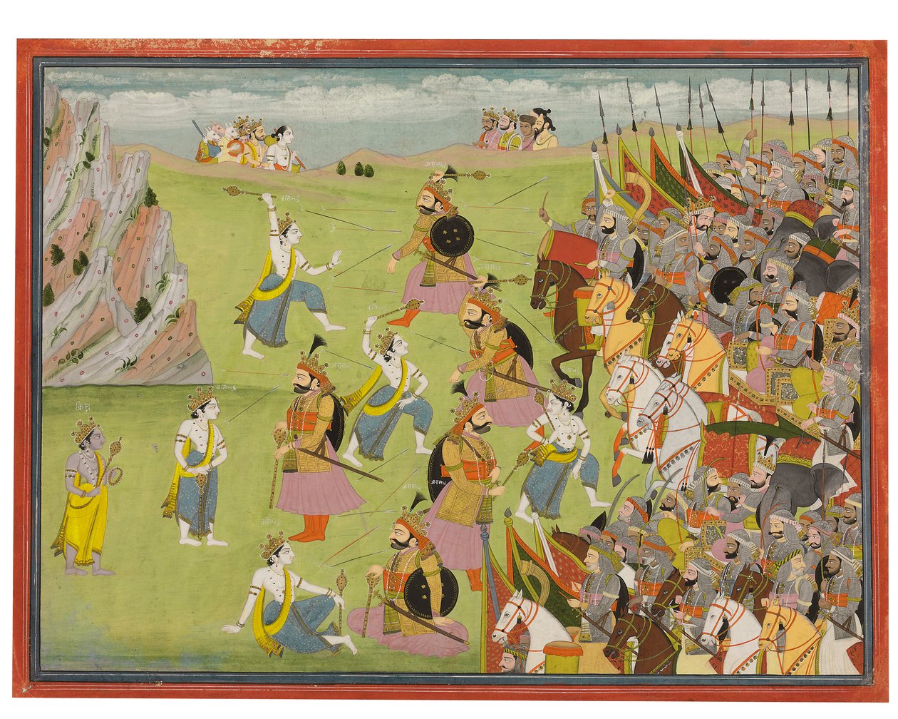 Una pintura del Mahabharata: Balabhadra luchando contra Jarasandha, Kangra o Garhwal, c.1810-20 de Indian School
