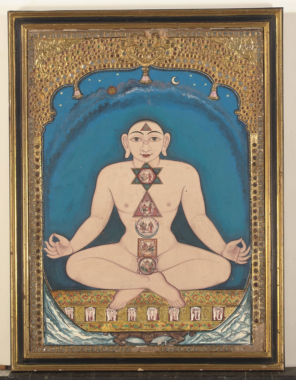 Pintura sobre tabla de un Tirthankara de Indian School