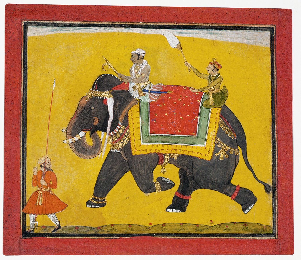 Un rajá montando un elefante de Indian School