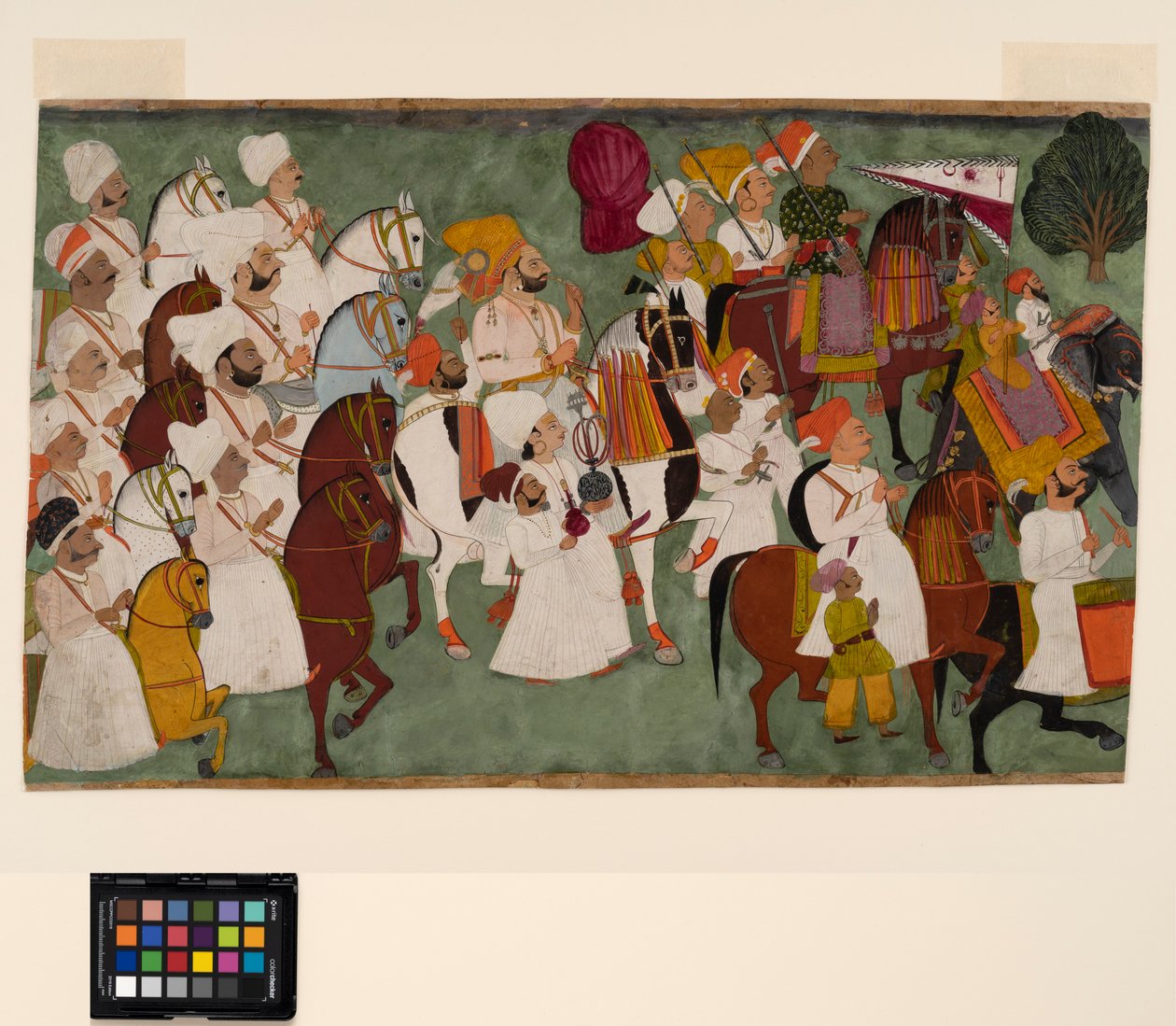 Akhi Singh cabalgando con su séquito, c.1750 de Indian School