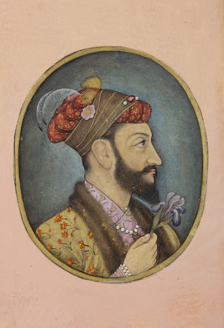 Aurangzeb Bahadur sosteniendo un lirio de Indian School