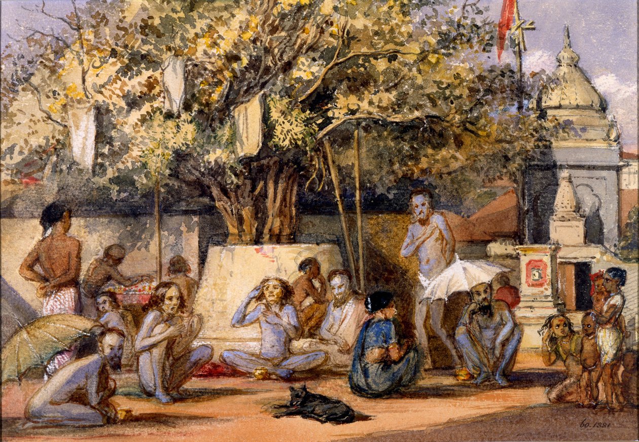 Byragis, mendicantes religiosos hindúes preparándose para un festival, Beach Candy, Bombay de Indian School