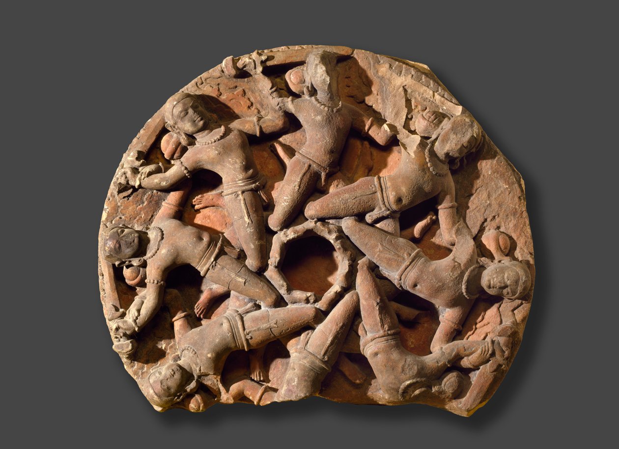 Rondel de techo con ocho guerreros armados entrelazados, Rajasthan del Sur de Indian School