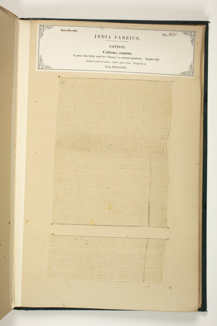 Algodón Burdo, Benarés, de La Colección de los Fabricantes de Textiles de la India, por John Forbes Watson, publicado en 1866 de Indian School