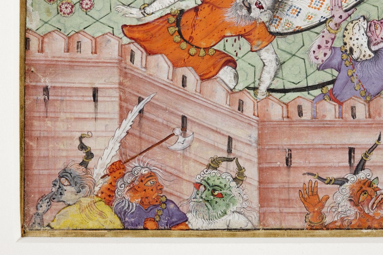 (detalle) Krishna parte al demonio Narakasura con su disco de Indian School