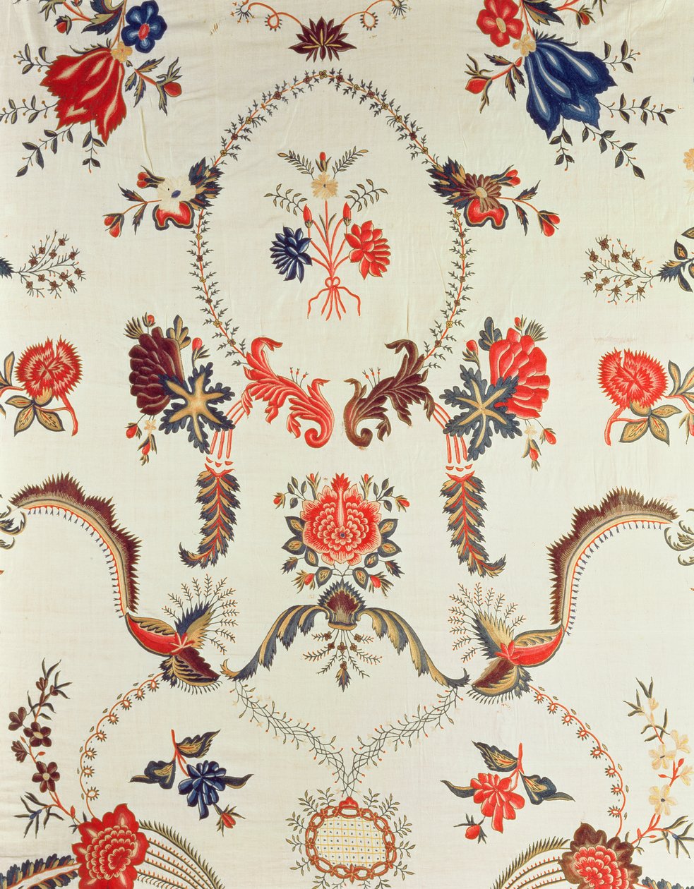 Detalle de tela bordada, hecha para el mercado europeo, c.1725-50 de Indian School