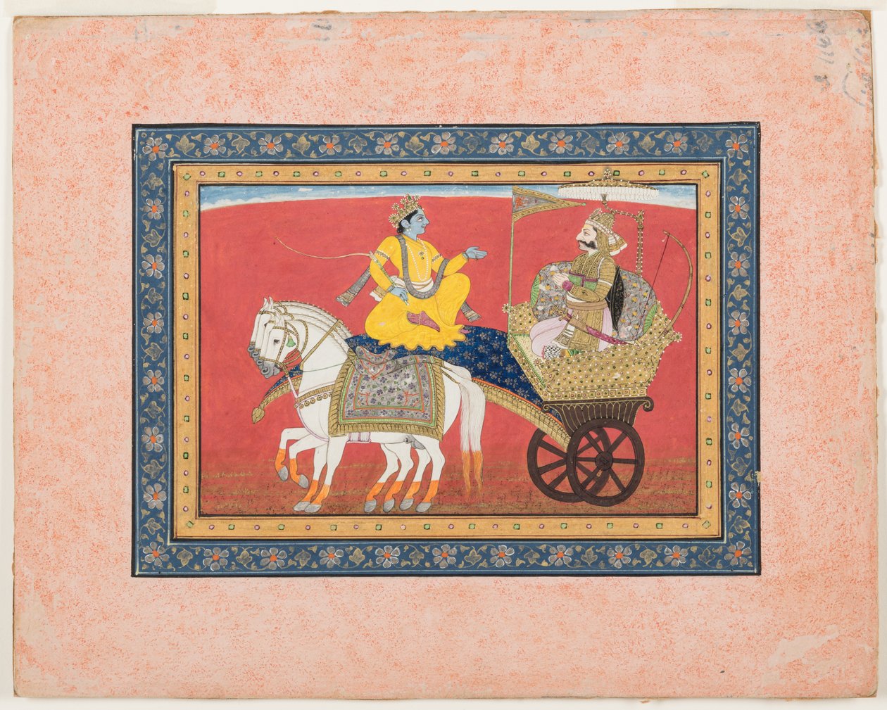 Diálogo entre Krishna y Arjuna en el campo de batalla de Kurukshetra de Indian School