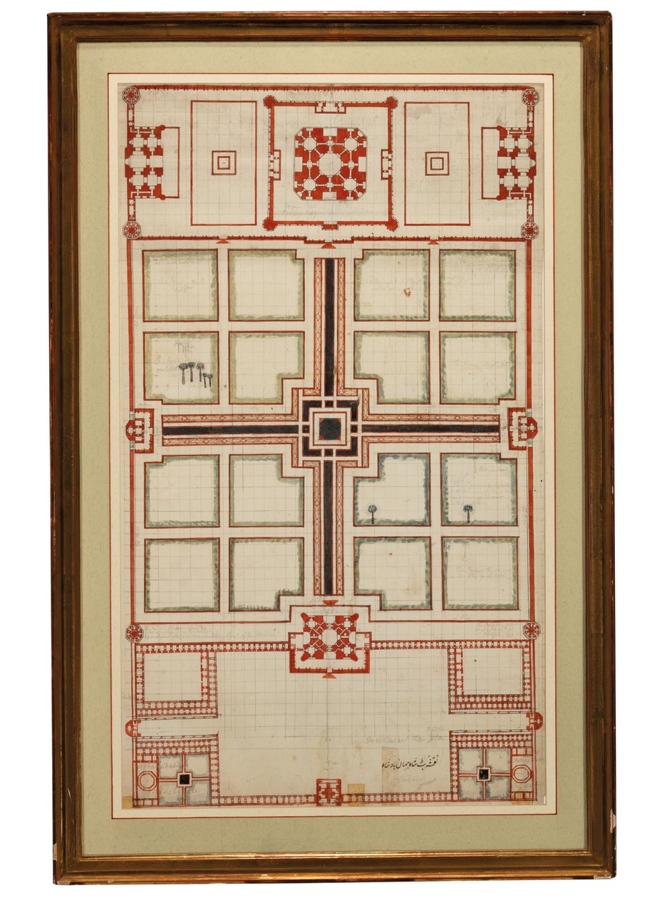 Primer plano esquemático de los jardines del Taj Mahal, Agra, Norte de India, c.1805 de Indian School