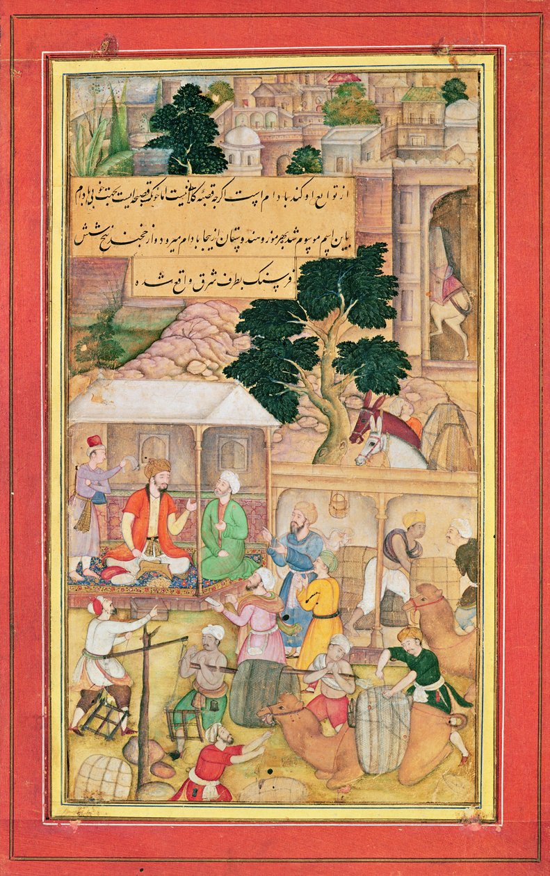 Emperador Babur en conversación con un anciano, siglo XV-XVII de Indian School