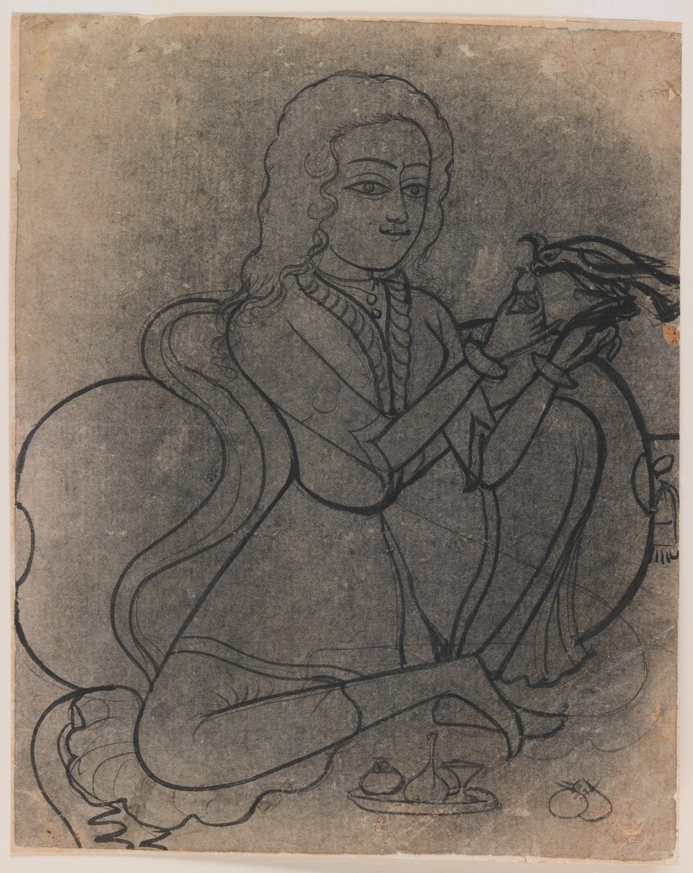 Chica europea alimentando un loro, c.1780 de Indian School