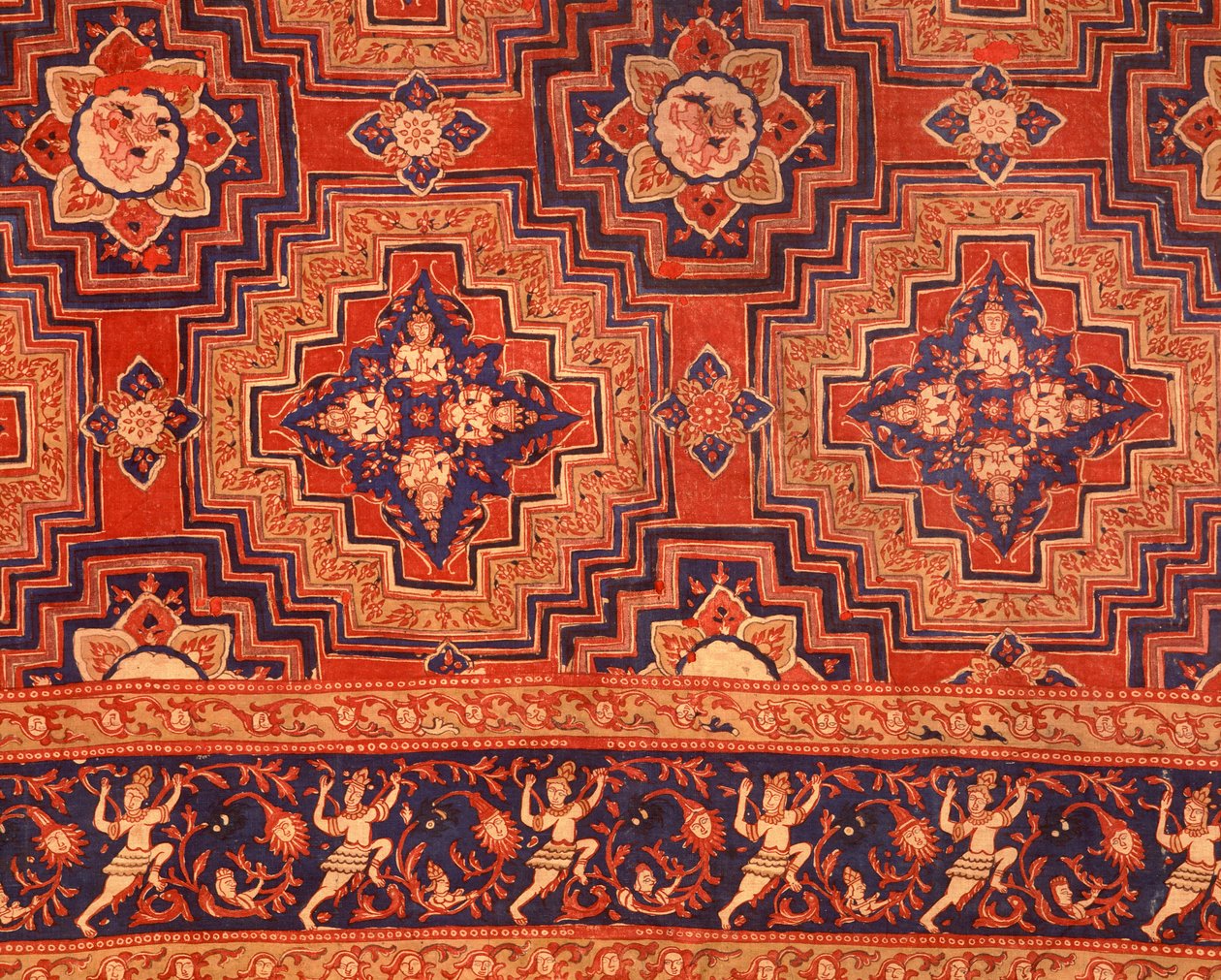 Tela del período Ayutthaya con diseños tailandeses de Indian School