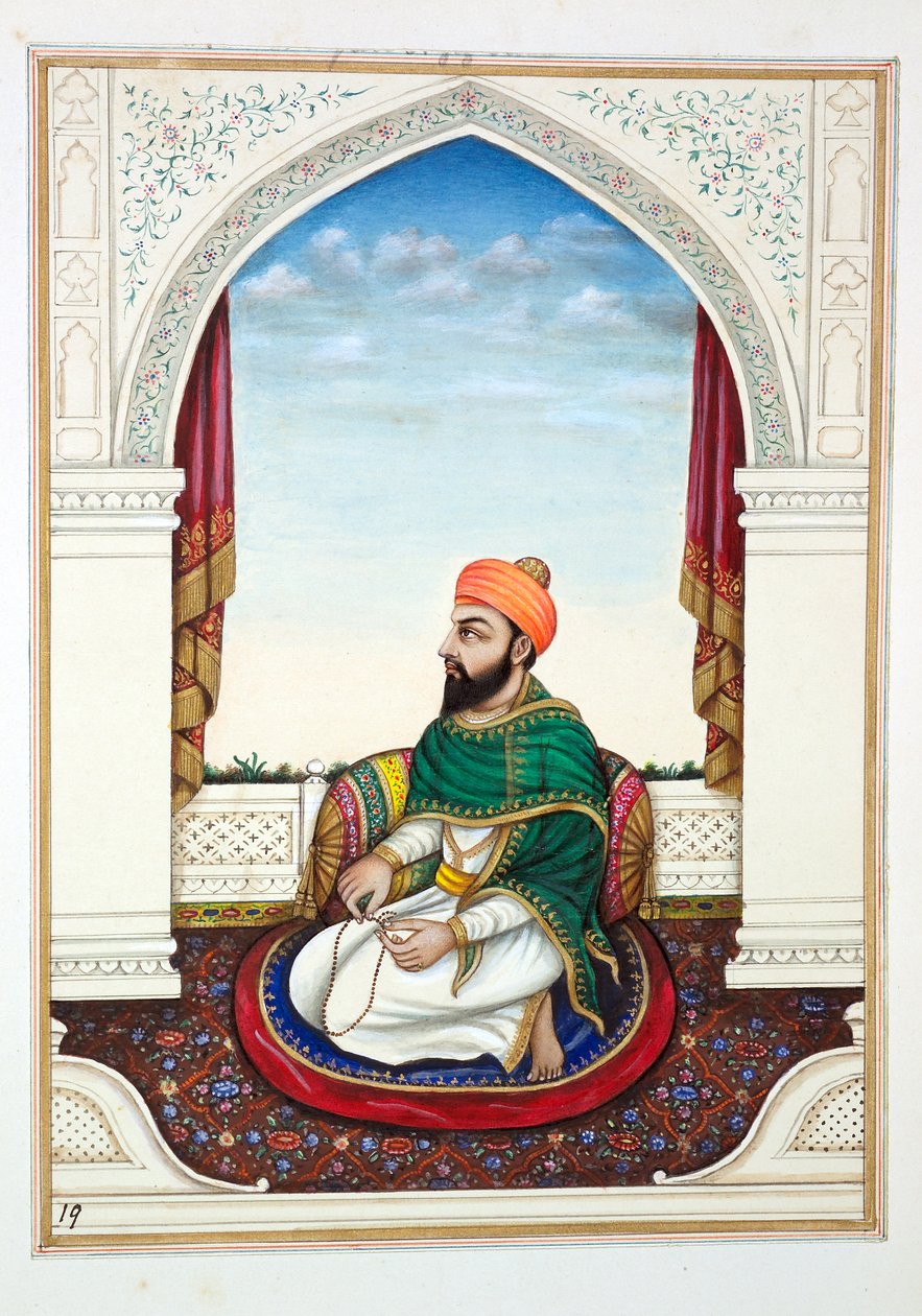 Fakir Syad Aziz-o-Deen, del Reino del Punjab, sus gobernantes y jefes, volumen I, un volumen de 27 estudios en acuarela por un artista indio no identificado, c.1840 de Indian School
