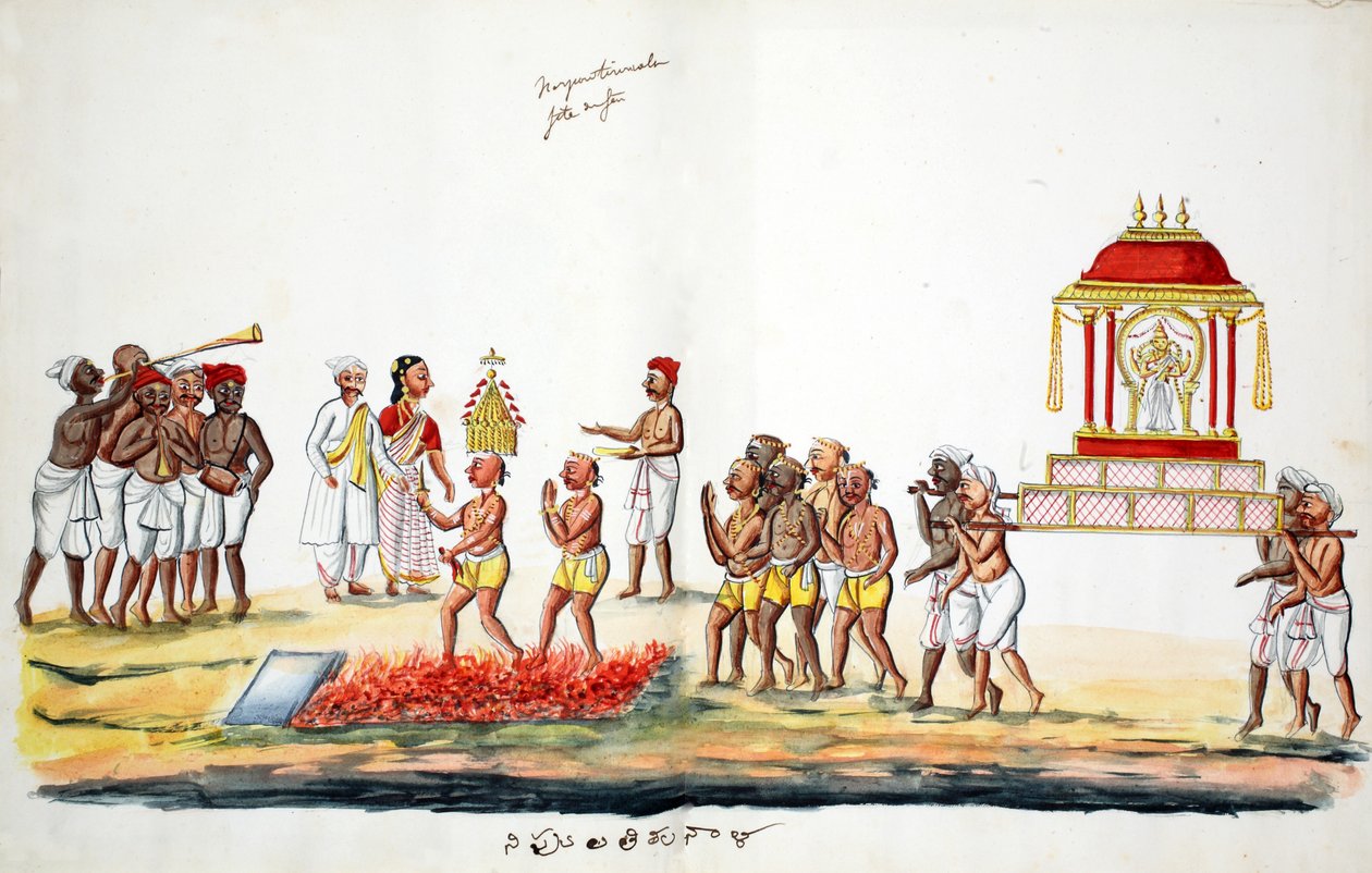 Ceremonia de caminar sobre fuego hindú de Indian School