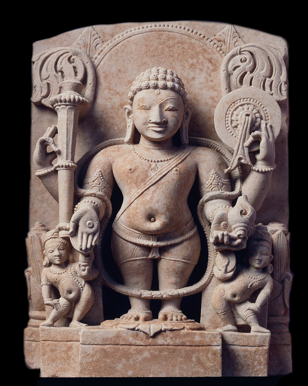 Hinduismo: representación de Vishnu - Escultura de gres, Escuela de Mathura, Imperio Kouchan de Indian School