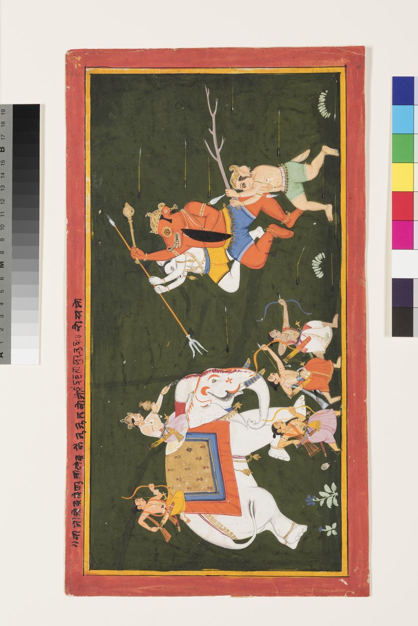 Indra lucha contra el demonio Vritrasura, 1680-1700 de Indian School