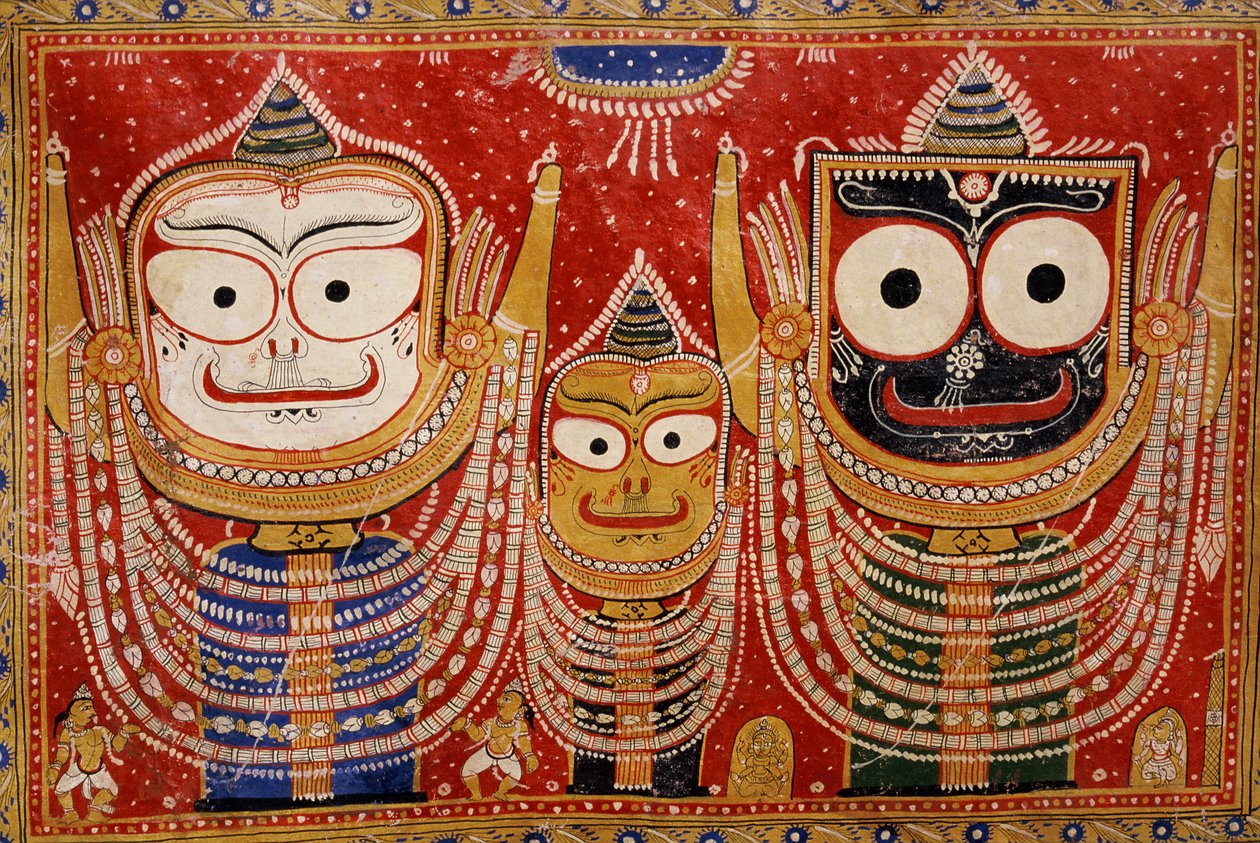 Jagannath, pintado en la pared de una casa de Indian School